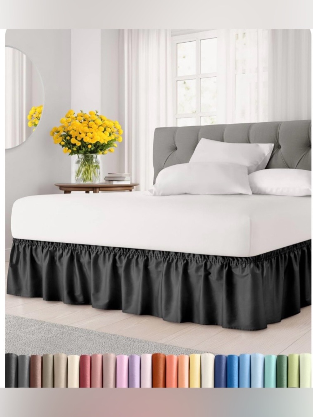BLACK Wrap-Around BedSkirt 12” Drop FULL
